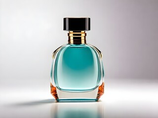 International Fragrance Day March 21. Closeup of Perfume bottle with cap isolated on white background. Product Photography concept. Perfume bottle luxury design for banner, poster