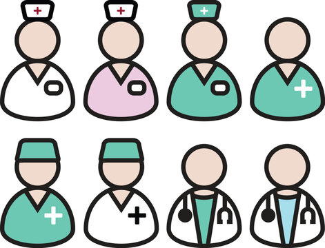 Set of Medical Icon. Hospital jobs Vector.