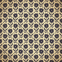 Hand drawn seamless pattern with decorative doodle flowers, repeat pattern with flowers and leaves