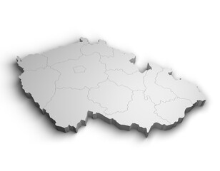 3d Czechia (Czech Republic) map illustration white background isolate