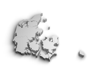 3d Denmark map illustration white background isolate