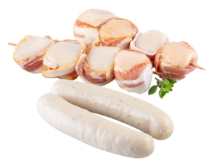 Sausage Bacon cut out isolated transparent background