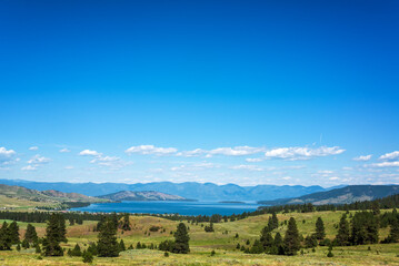 Beautiful landscape view of Flathead Lake in Montana, USA