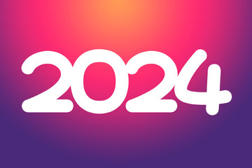 Happy new year 2024 design. With colorful truncated number illustrations. Premium vector design for poster, banner, greeting and new year 2024 celebration.