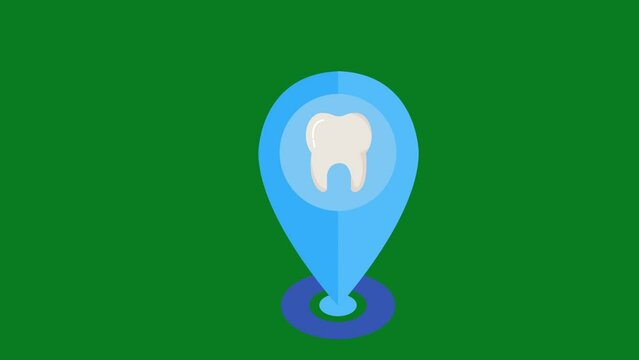 Dental Clinic Location icon animation on a green screen. Dental clinic location icon animation with key color.