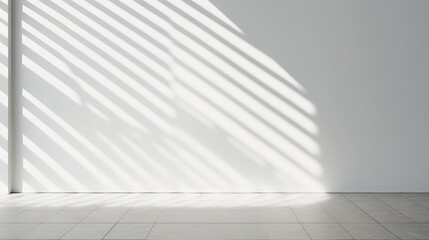 Obraz premium Natural light and shadow from window overlay effect on white concrete texture background 