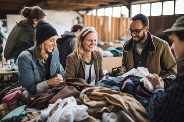 Zero waste enthusiasts participating in a clothing swap. 