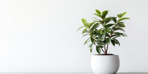 Gorgeous potted plant against white wall.