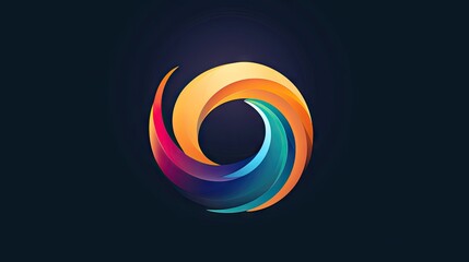 Abstract blue and orange circle shape on dark background