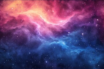 delicate and soft night sky, twinkling stars on watercolor background, red and blue, dreamy fantasy style. generative AI