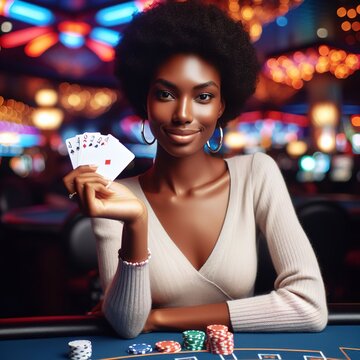 Portrait of woman gambling at a casino