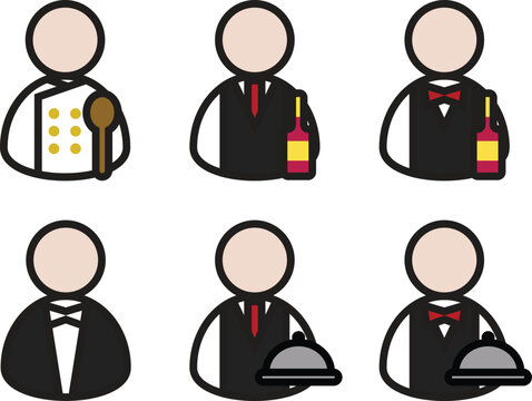 Restaurant jobs flat icon vector. Occupations.
