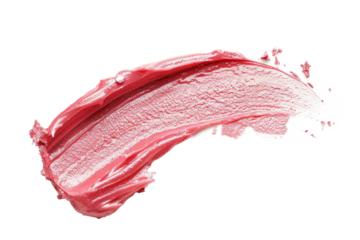 Lipstick or cosmetics smear smudge isolated on transparent png background, lipstick brush swatch, Beauty makeup foundation smudged.