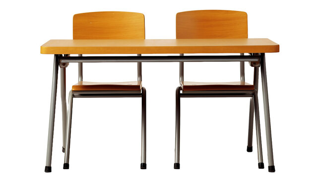 school chairs and desks on transparent background