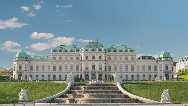 Vienna Austria time lapse 4K, timelapse at Belvedere Palace