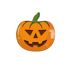 Pumpkin halloween cartoon. Pumpkin on white background. The main symbol of the Happy Halloween holiday. Orange pumpkin with smile for your design for the holiday Halloween. Vector illustration.