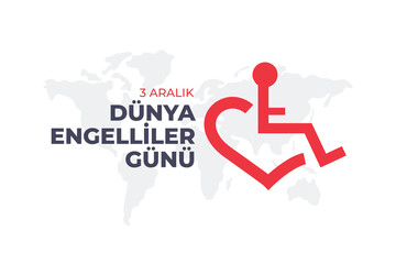 3 aralık dünya engelliler günü. Translation:  3 december world disability day, vector disabled logo
