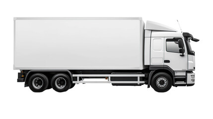 Box cargo truck on transparent background - obrazy, fototapety, plakaty