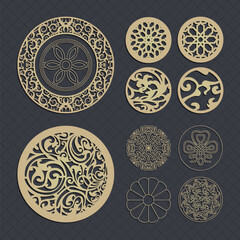 Set vector arches, eps,arch design for laser, plasma and cnc cutting. Oriental arabic patterns.Interior partition panels