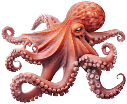 Octopus illustration PNG element cut out transparent isolated on white background ,PNG file ,artwork graphic design.