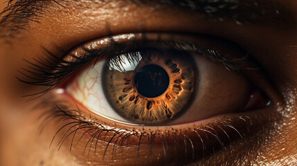 Macro photo of human eye looking up. close up. Health concept.Generative AI