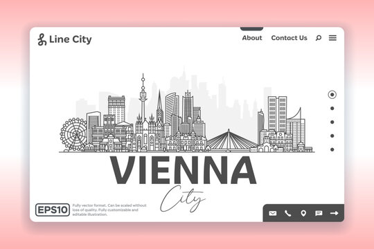 Vienna, Austria architecture line skyline illustration. Linear vector cityscape with famous landmarks, city sights, design icons. Landscape with editable strokes.