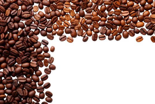 Coffee beans border illustration PNG element cut out transparent isolated on white background ,PNG file ,artwork graphic design.