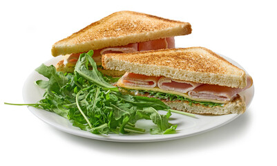 plate of ham and cheese toast