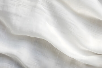 White  linen cotton textile fabric background - obrazy, fototapety, plakaty
