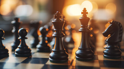 Business-themed chess match, AI Generated - obrazy, fototapety, plakaty