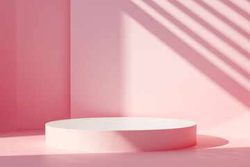 Product display pink podium for product presentation.