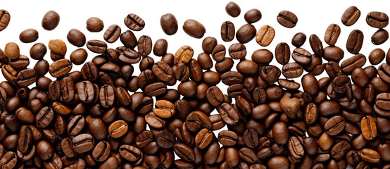 Obraz premium Coffee beans border illustration PNG element cut out transparent isolated on white background ,PNG file ,artwork graphic design.