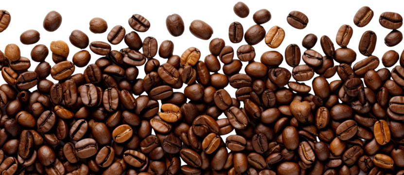 Coffee beans border illustration PNG element cut out transparent isolated on white background ,PNG file ,artwork graphic design.