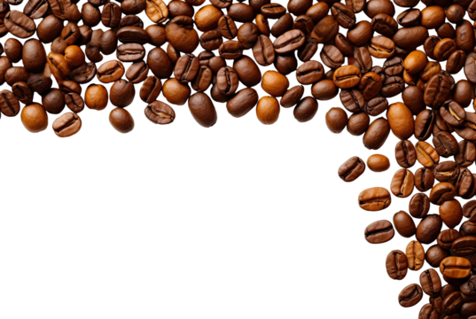 Coffee beans border illustration PNG element cut out transparent isolated on white background ,PNG file ,artwork graphic design.