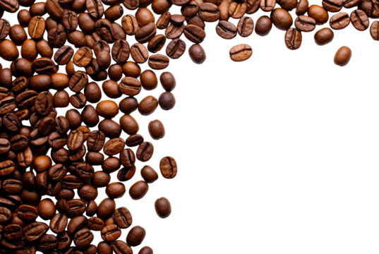 Coffee beans border illustration PNG element cut out transparent isolated on white background ,PNG file ,artwork graphic design.