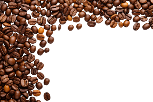 Coffee beans border illustration PNG element cut out transparent isolated on white background ,PNG file ,artwork graphic design.