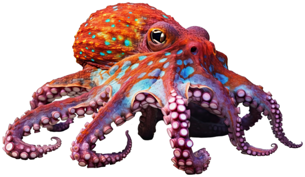 Octopus illustration PNG element cut out transparent isolated on white background ,PNG file ,artwork graphic design.