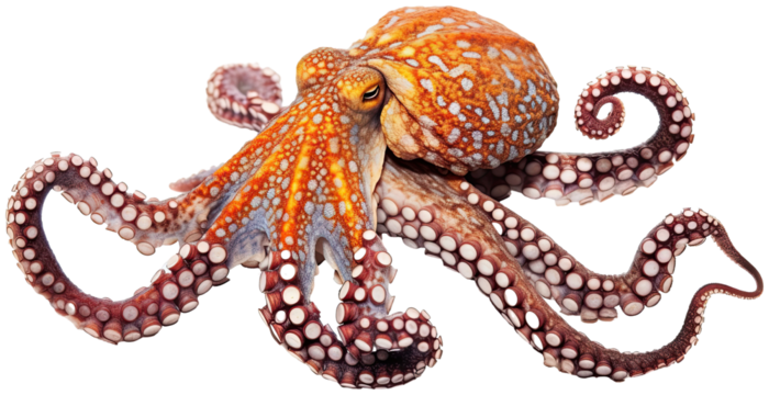 Octopus illustration PNG element cut out transparent isolated on white background ,PNG file ,artwork graphic design.