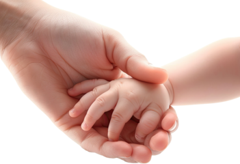 Hand Holding Baby Hand illustration PNG element cut out transparent isolated on white background ,PNG file ,artwork graphic design.