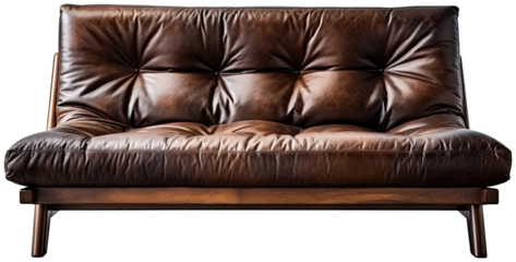 Espresso brown leather futon illustration PNG element cut out transparent isolated on white background ,PNG file ,artwork graphic design.
