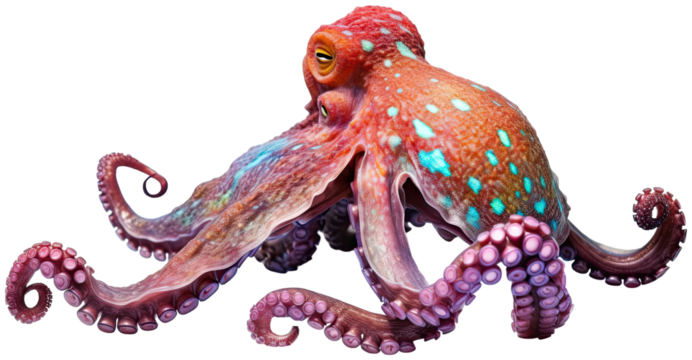 Octopus illustration PNG element cut out transparent isolated on white background ,PNG file ,artwork graphic design.