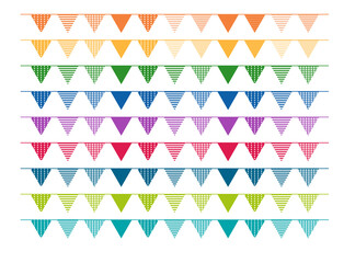Diffrent color triangle decoration banner for xmas, birthday party png with transparent background