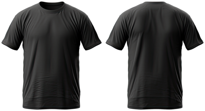 black t-shirt illustration PNG element cut out transparent isolated on white background ,PNG file ,artwork graphic design.