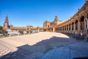 Plaza de Espana in Seville, Spain - obrazy, fototapety, plakaty