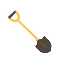 gardening and farming tool spade icon isolated. Vector illustration in hand drawn cartoon style. 