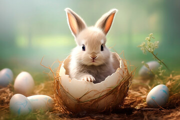 Cute gray Easter bunny