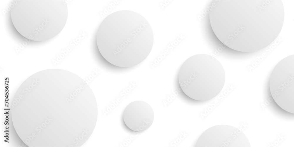 Poster Light background with white balls, ball in empty space. White abstract 3d round spheres. Background with neumorphism circles. Geometric design circle shapes, abstract 3D circle white wallpaper