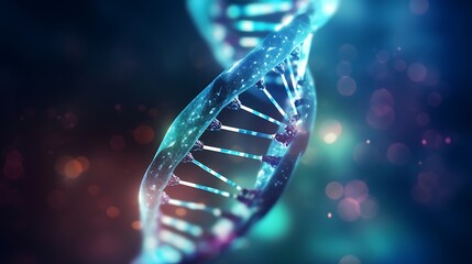 Digital illustration DNA structure in colour background with bokeh. 3D rendering