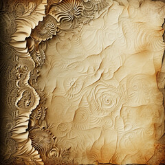 Abstract grunge background with ornament on old paper texture. Generated AI.