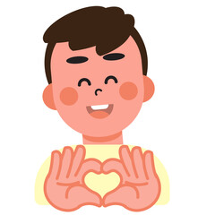 Boys and girls express their love in heart-shaped sign language on Valentine's Day. SVG